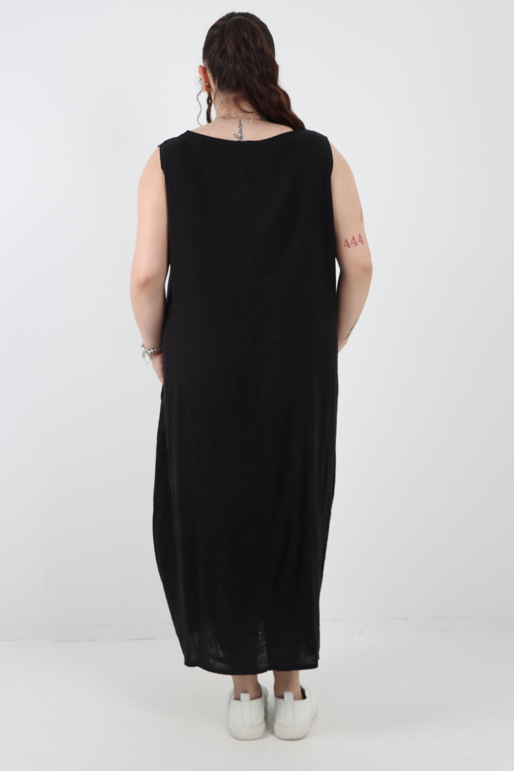 Italian Oversized Blend Pull Tie Cocoon Sleeveless Dress