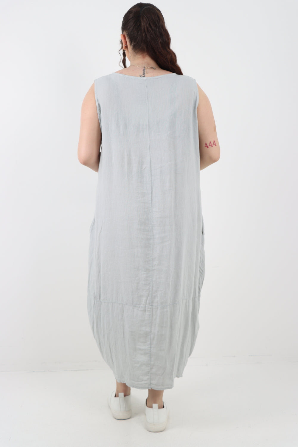 Italian Oversized Blend Pull Tie Cocoon Sleeveless Dress