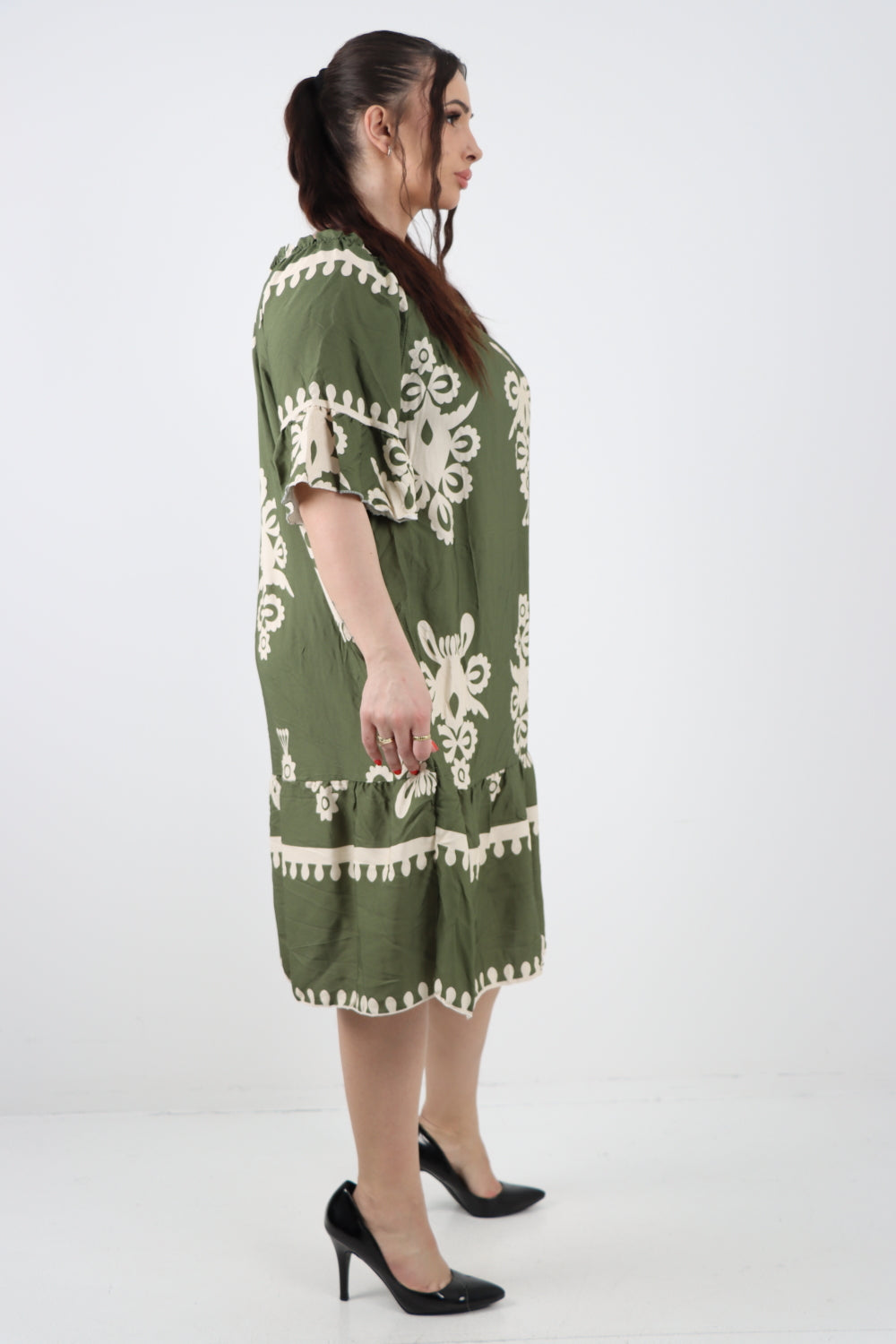 Italian Printed Half Sleeve Midi Smock Dress