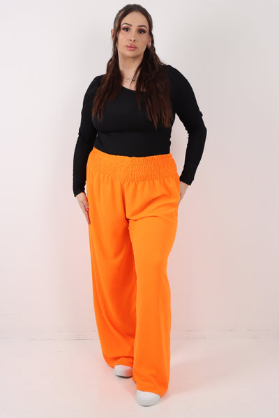 Italian Shirred Elasticated Waist Wide Leg Trouser