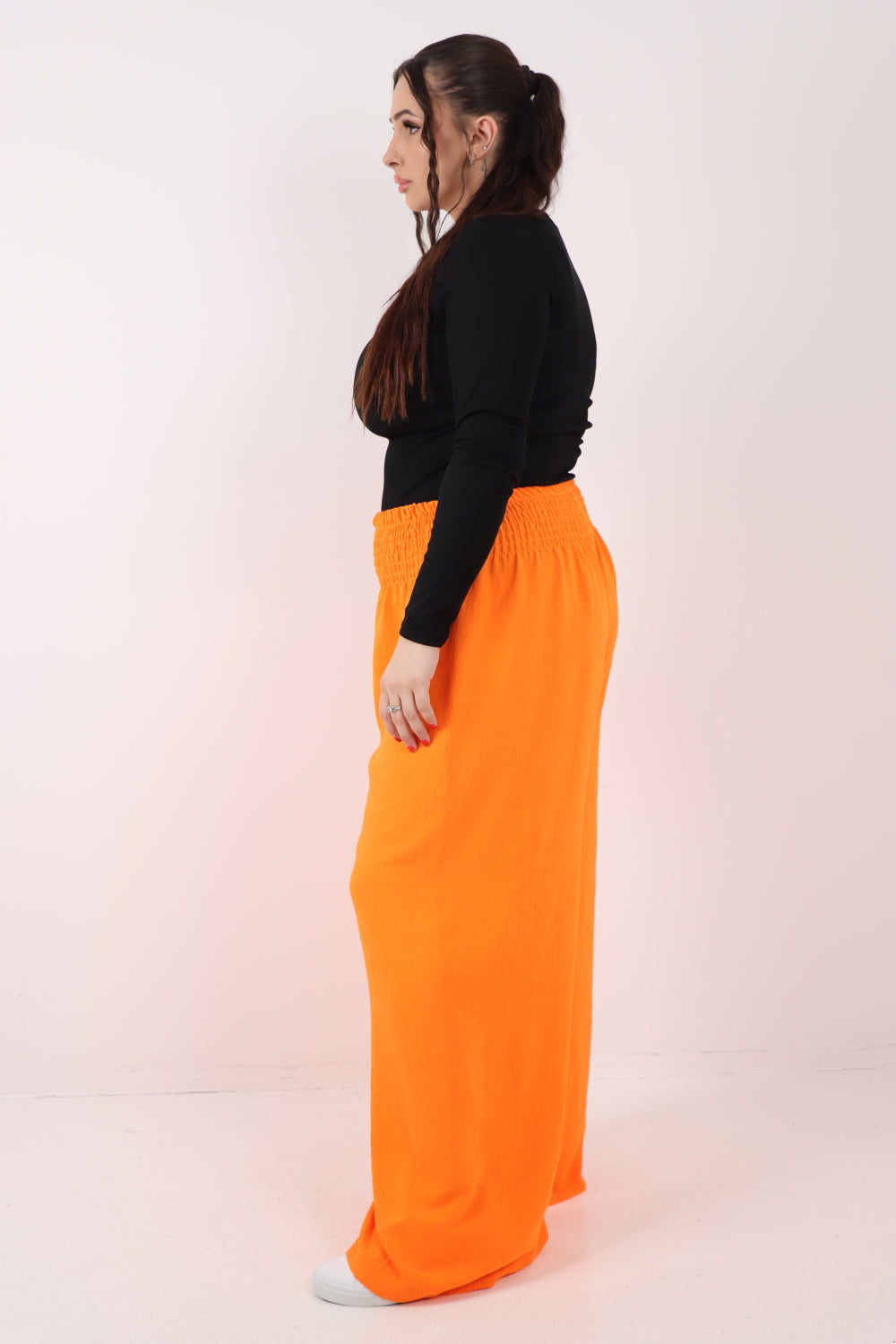 Italian Shirred Elasticated Waist Wide Leg Trouser