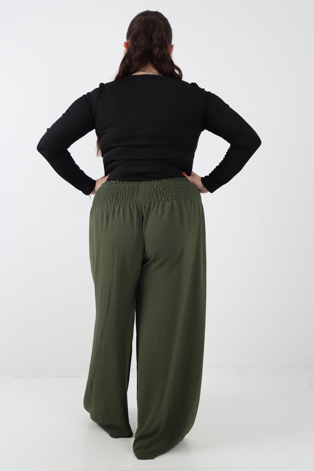 Italian Shirred Elasticated Waist Wide Leg Trouser