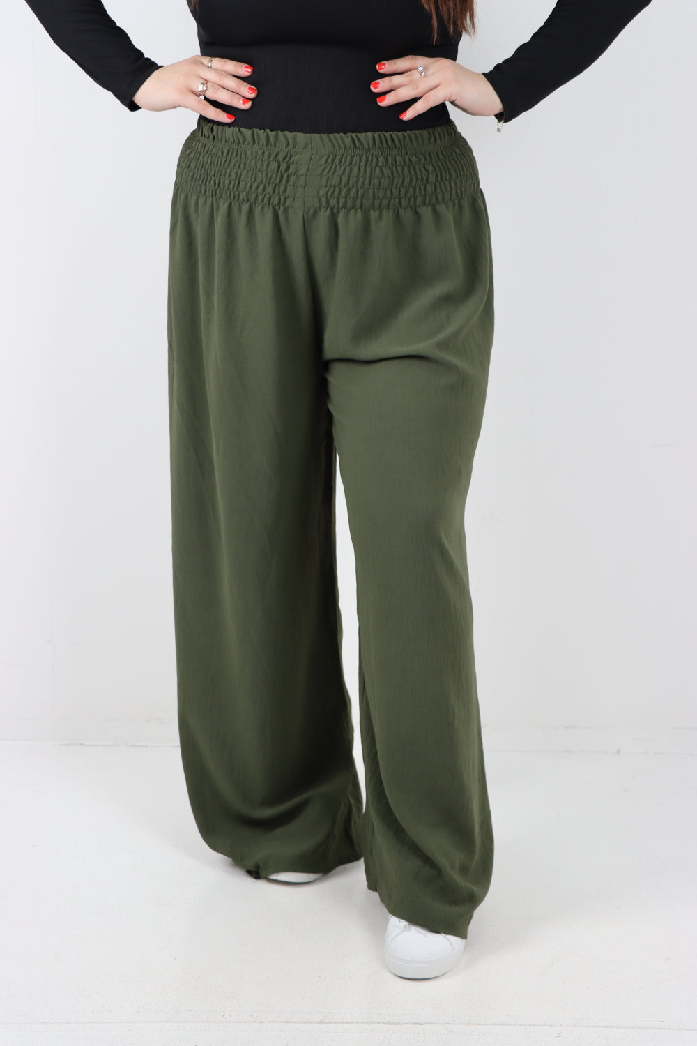 Italian Shirred Elasticated Waist Wide Leg Trouser