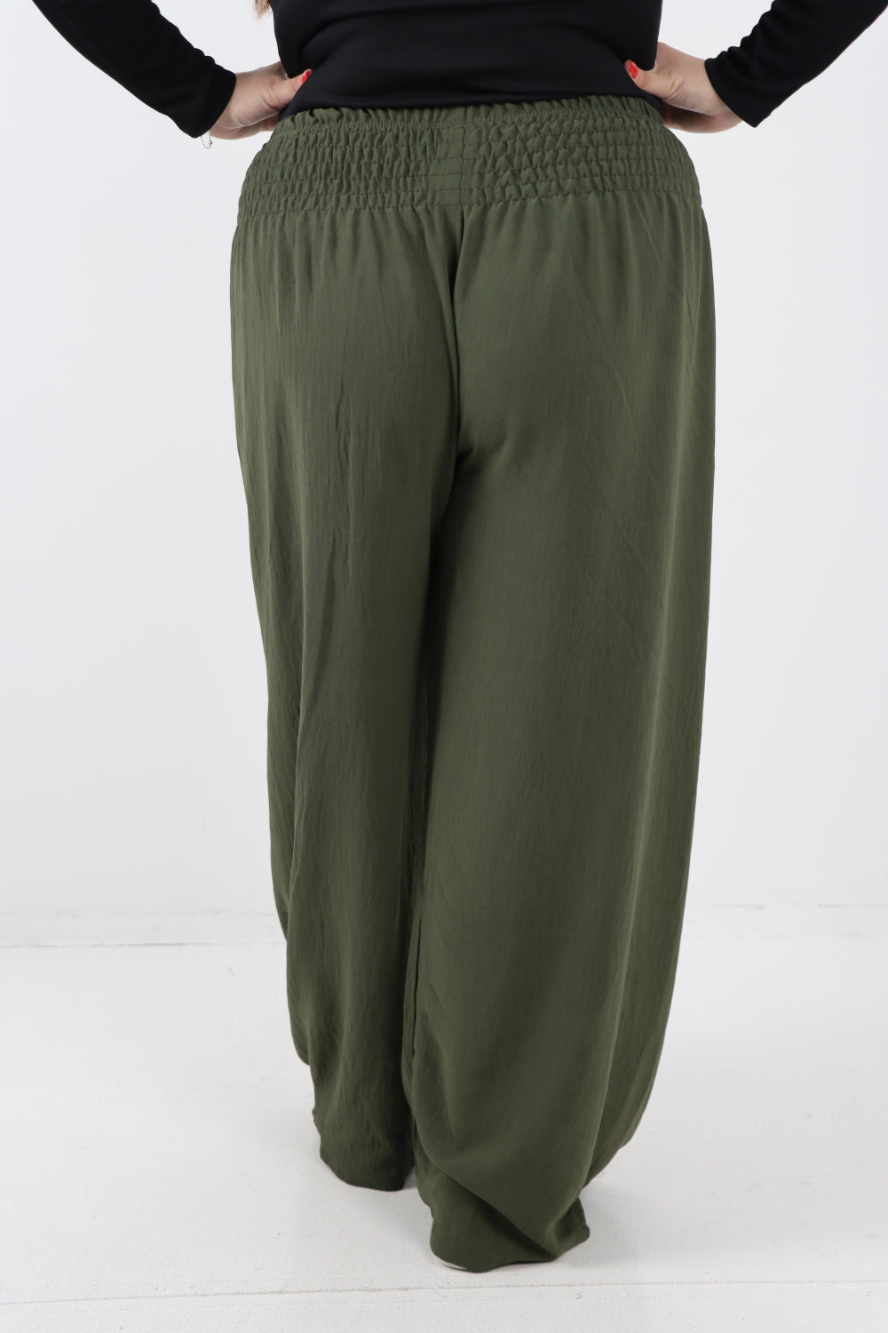 Italian Shirred Elasticated Waist Wide Leg Trouser