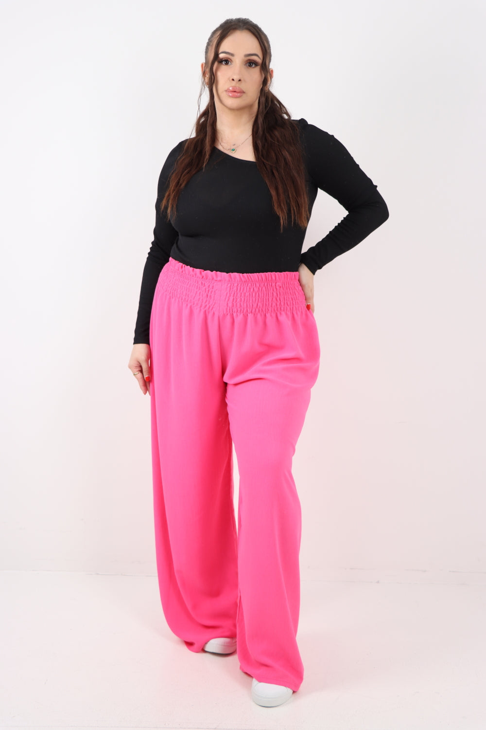 Italian Shirred Elasticated Waist Wide Leg Trouser