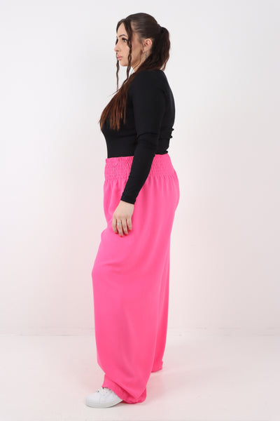 Italian Shirred Elasticated Waist Wide Leg Trouser