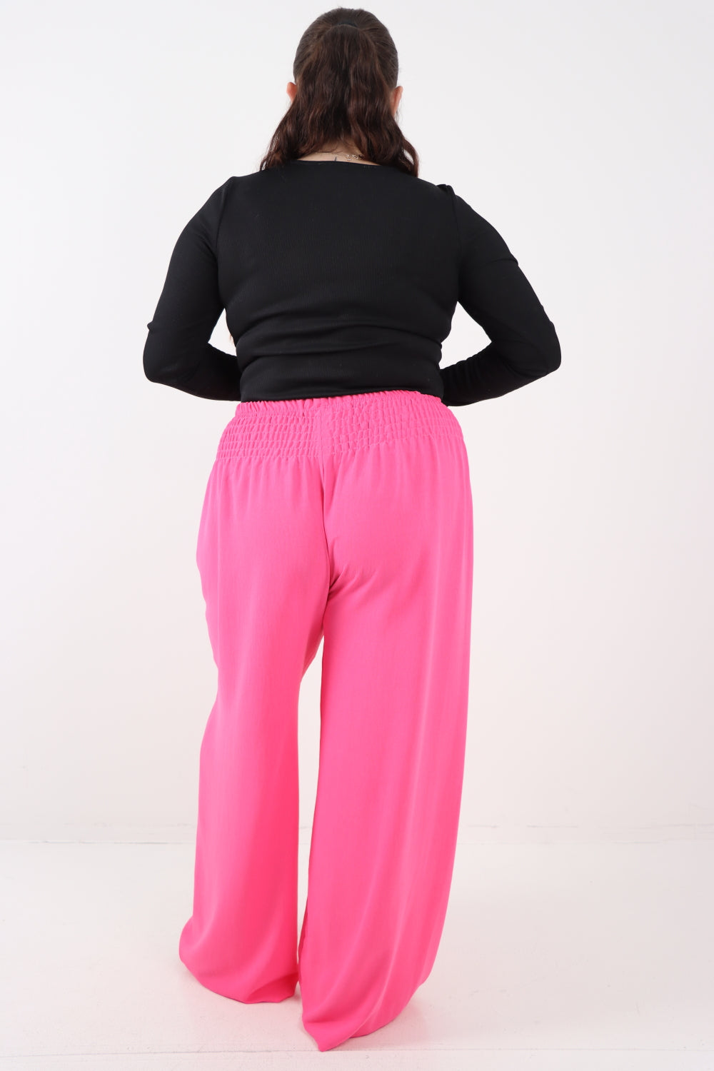 Italian Shirred Elasticated Waist Wide Leg Trouser