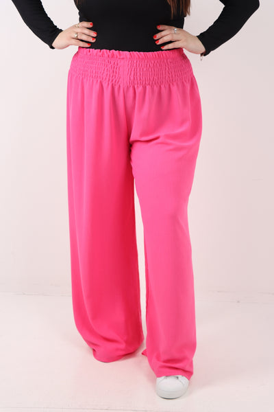 Italian Shirred Elasticated Waist Wide Leg Trouser