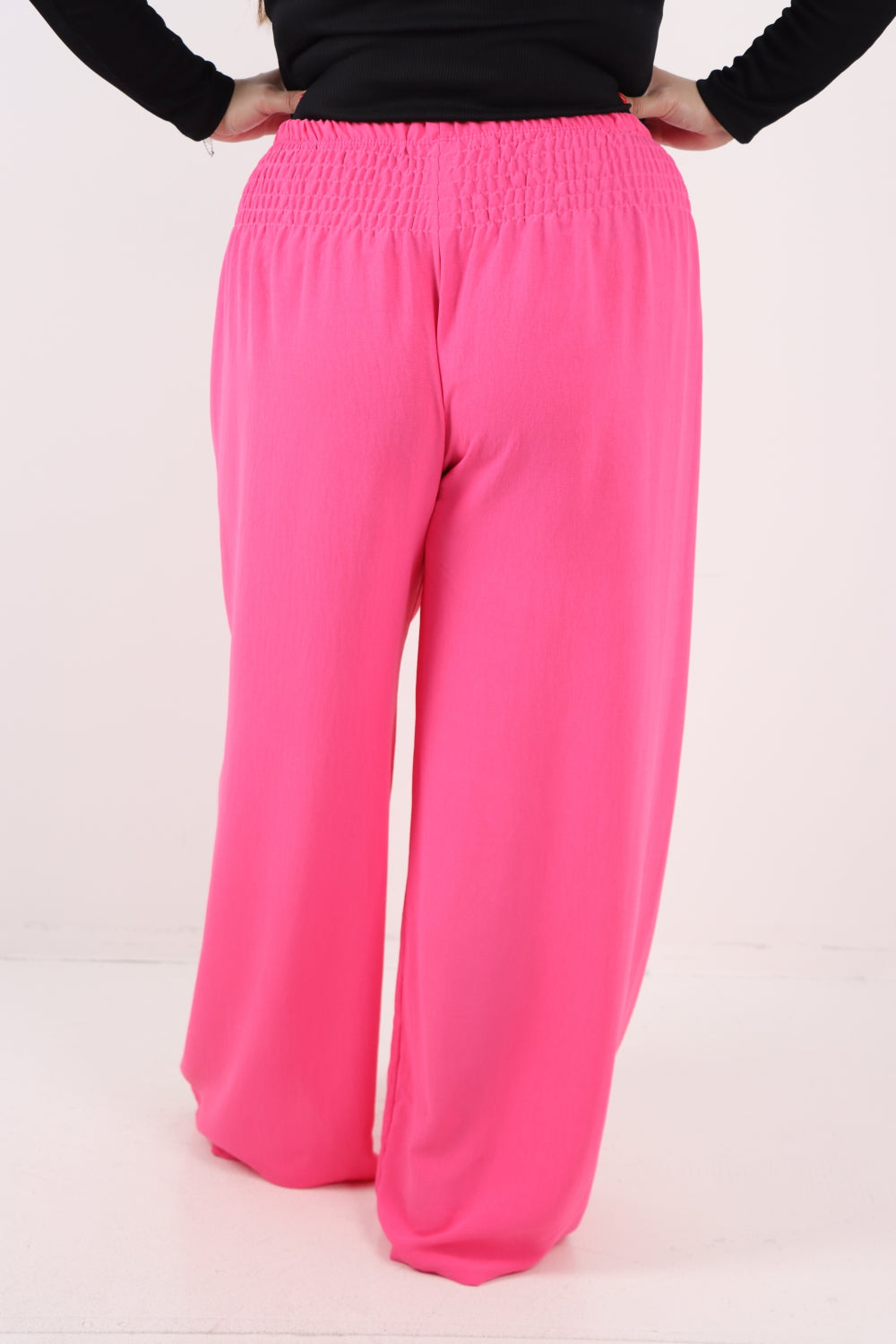 Italian Shirred Elasticated Waist Wide Leg Trouser