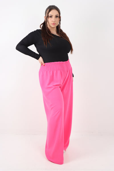 Italian Shirred Elasticated Waist Wide Leg Trouser