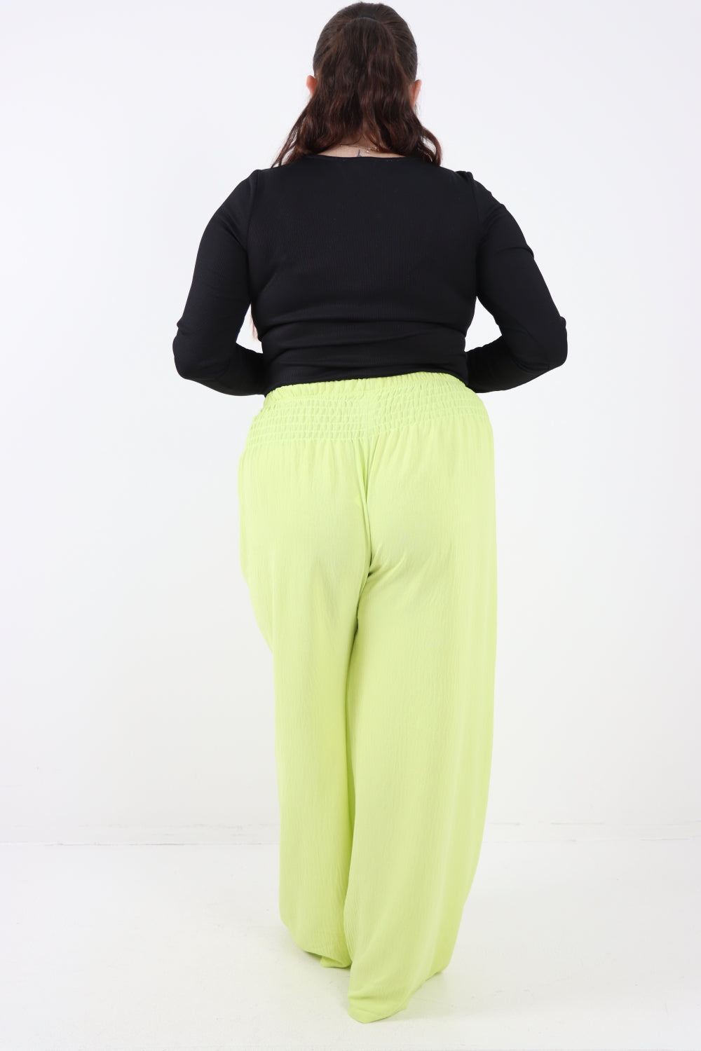 Italian Shirred Elasticated Waist Wide Leg Trouser