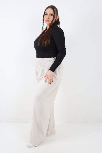 Italian Shirred Elasticated Waist Wide Leg Trouser