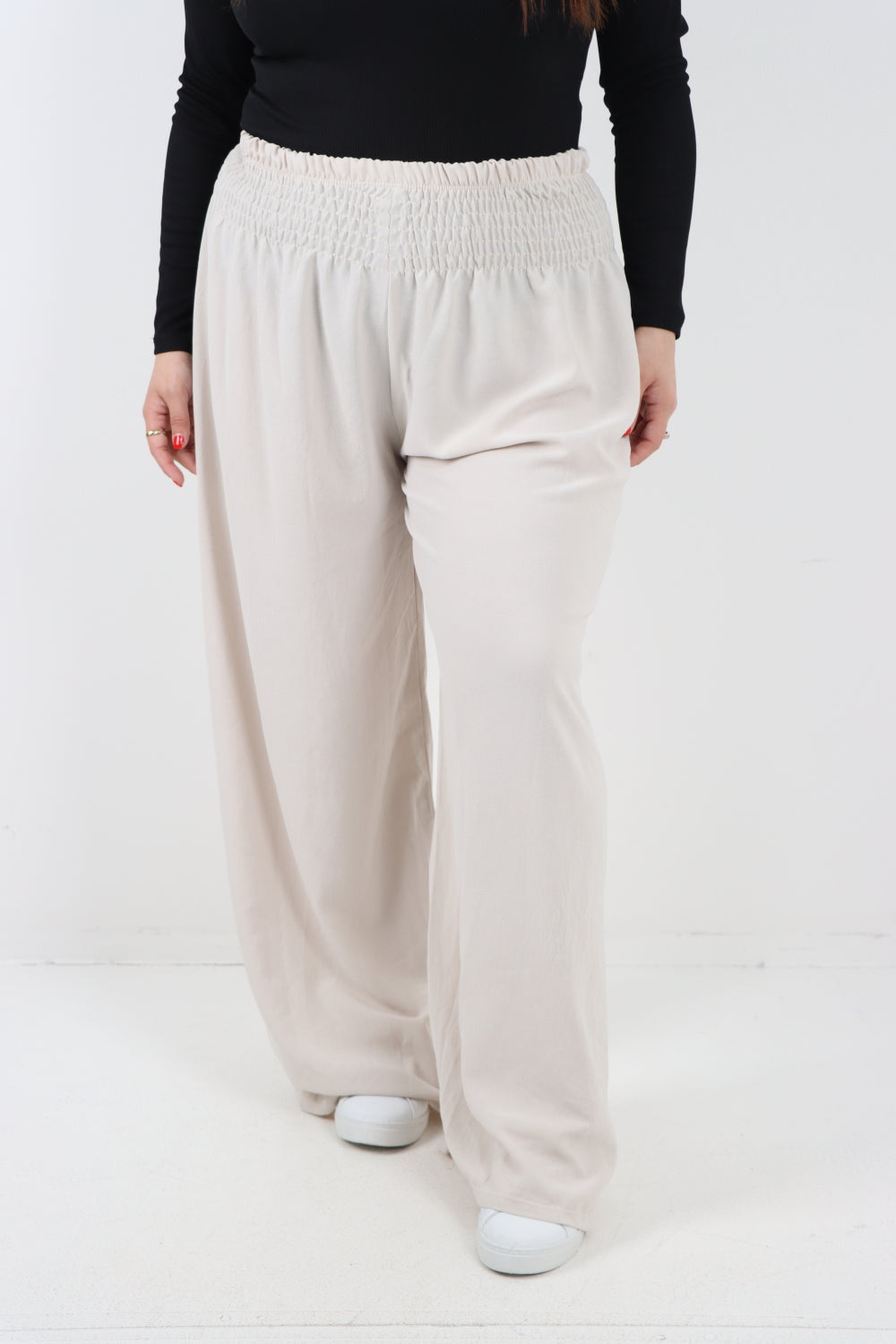 Italian Shirred Elasticated Waist Wide Leg Trouser