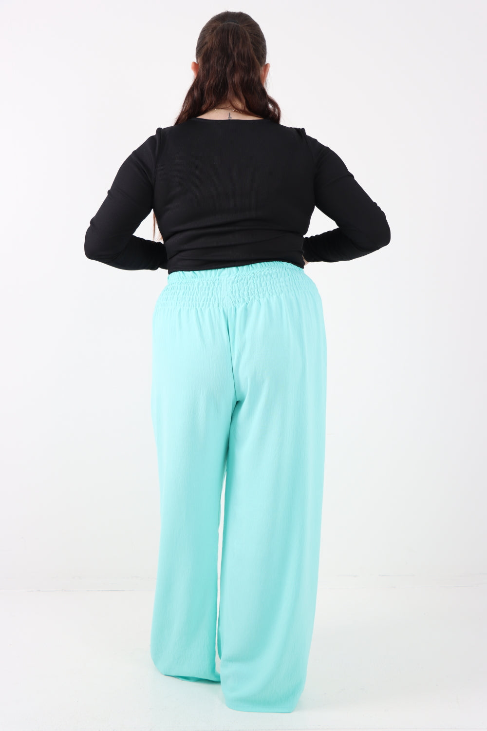 Italian Shirred Elasticated Waist Wide Leg Trouser