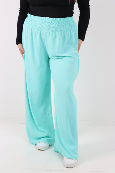 Italian Shirred Elasticated Waist Wide Leg Trouser