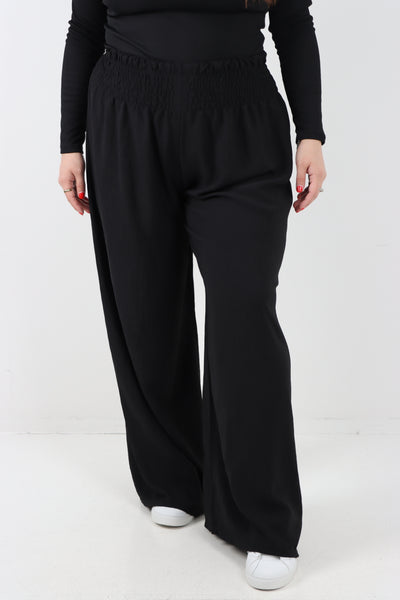 Italian Shirred Elasticated Waist Wide Leg Trouser