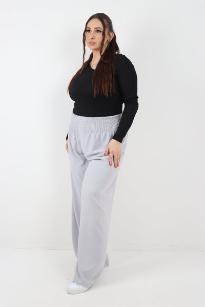 Italian Shirred Elasticated Waist Wide Leg Trouser