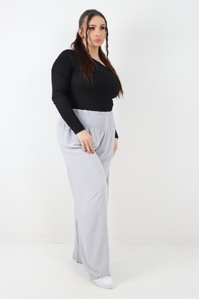 Italian Shirred Elasticated Waist Wide Leg Trouser