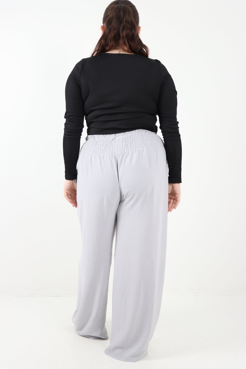 Italian Shirred Elasticated Waist Wide Leg Trouser