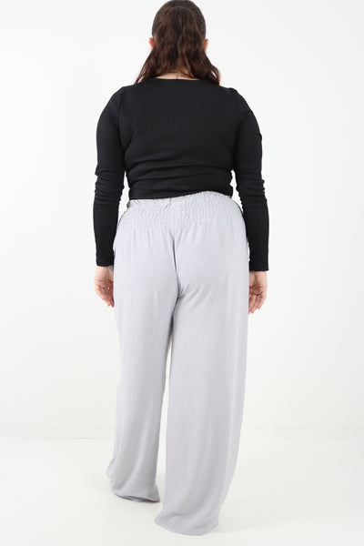 Italian Shirred Elasticated Waist Wide Leg Trouser