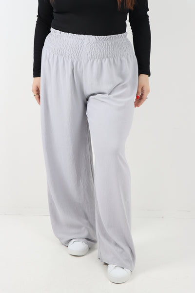 Italian Shirred Elasticated Waist Wide Leg Trouser