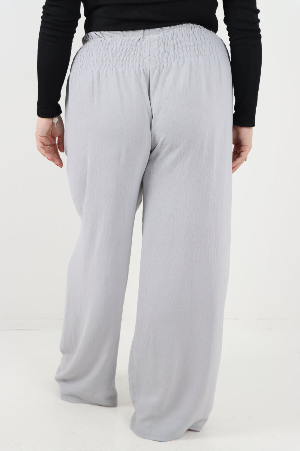 Italian Shirred Elasticated Waist Wide Leg Trouser