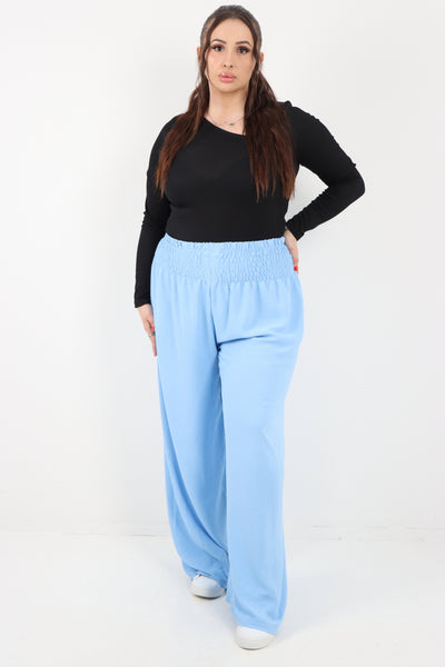 Italian Shirred Elasticated Waist Wide Leg Trouser