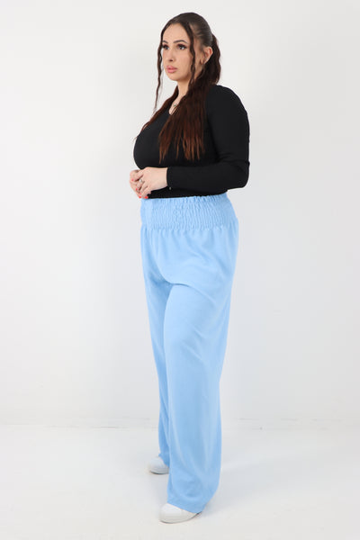 Italian Shirred Elasticated Waist Wide Leg Trouser