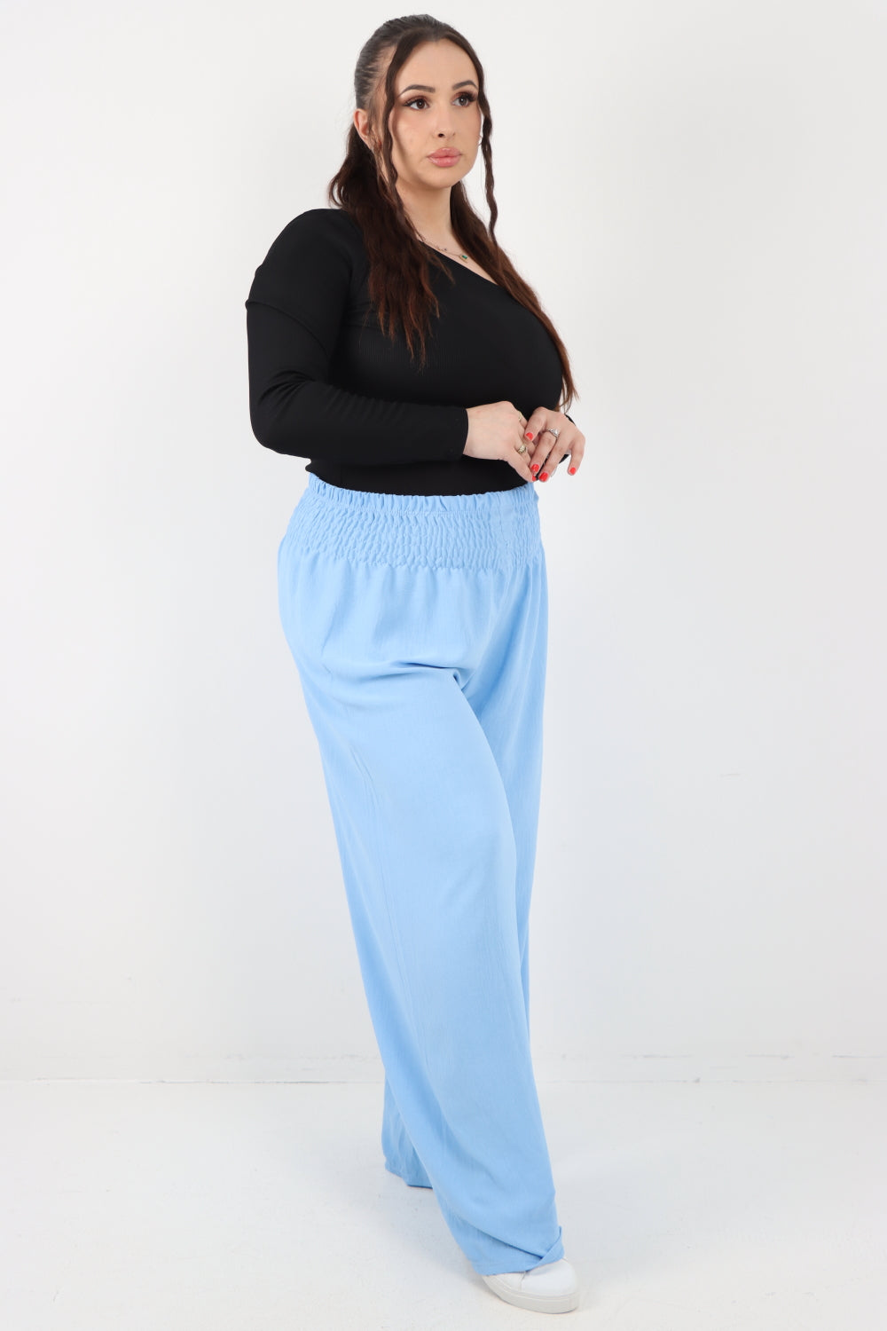 Italian Shirred Elasticated Waist Wide Leg Trouser