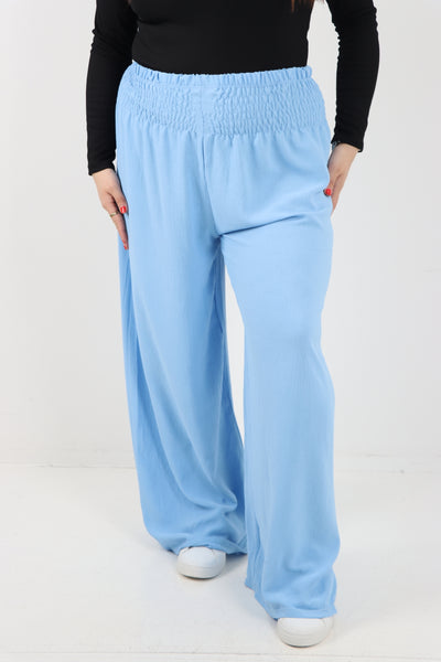 Italian Shirred Elasticated Waist Wide Leg Trouser