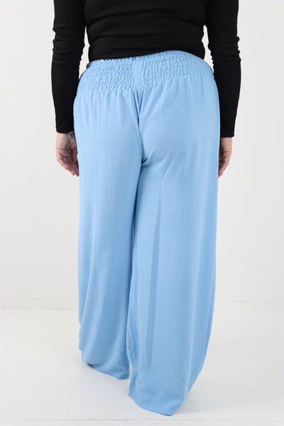 Italian Shirred Elasticated Waist Wide Leg Trouser