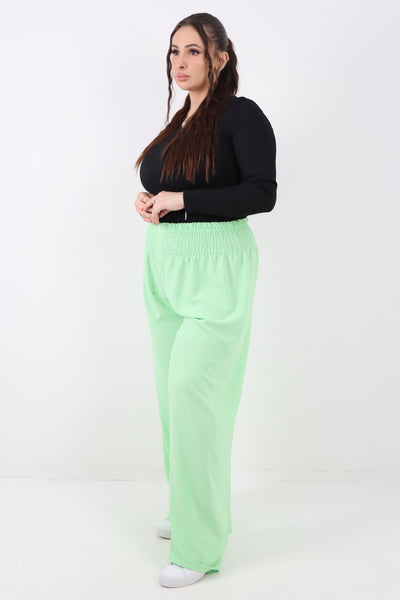 Italian Shirred Elasticated Waist Wide Leg Trouser