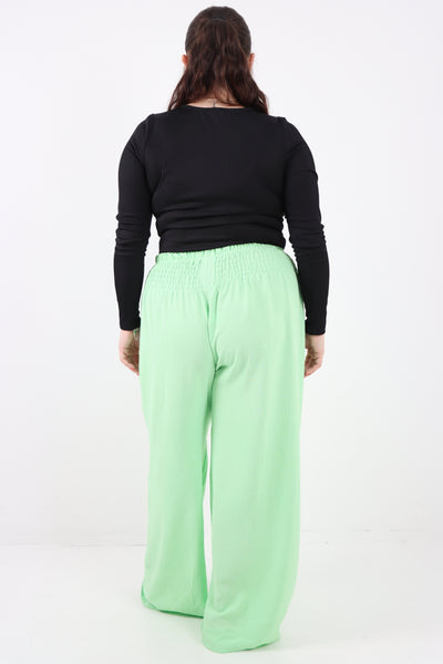 Italian Shirred Elasticated Waist Wide Leg Trouser