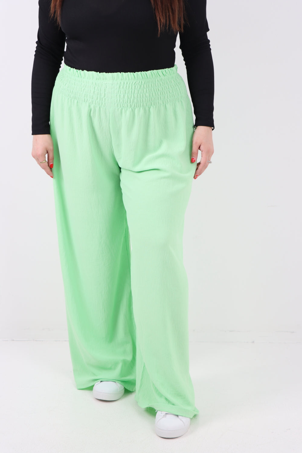 Italian Shirred Elasticated Waist Wide Leg Trouser