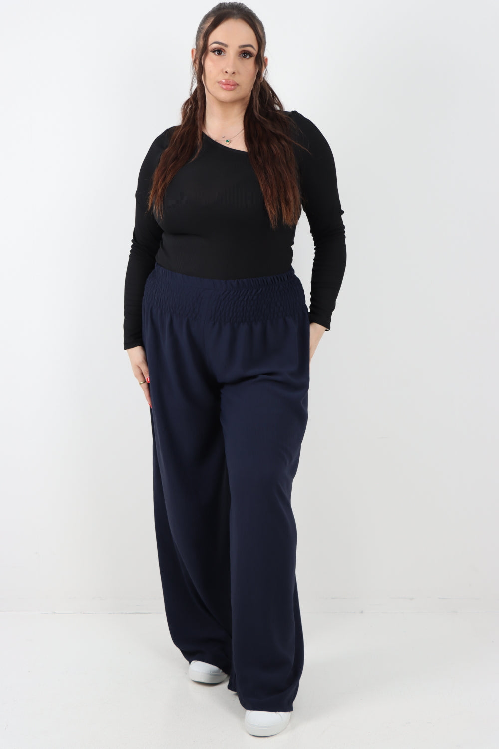 Italian Shirred Elasticated Waist Wide Leg Trouser