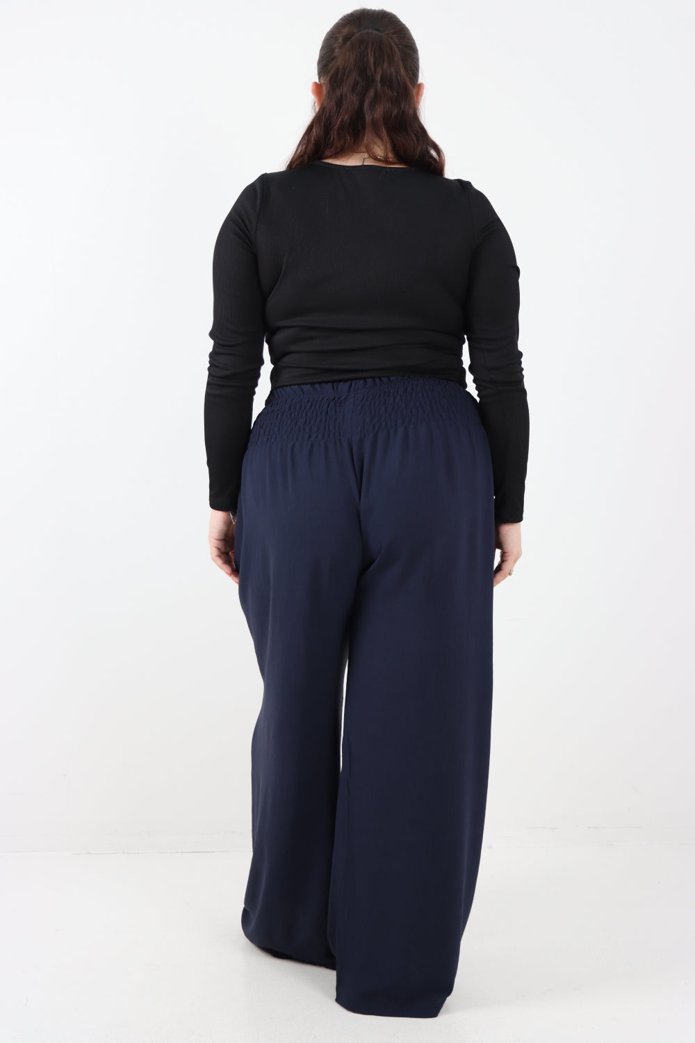 Italian Shirred Elasticated Waist Wide Leg Trouser