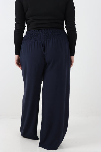 Italian Shirred Elasticated Waist Wide Leg Trouser