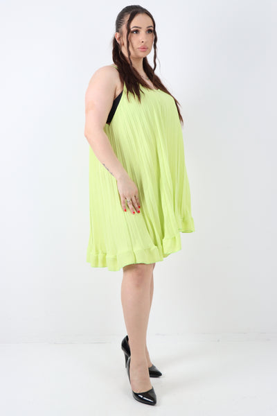 Italian Pleated Frill Hem Mini Dress