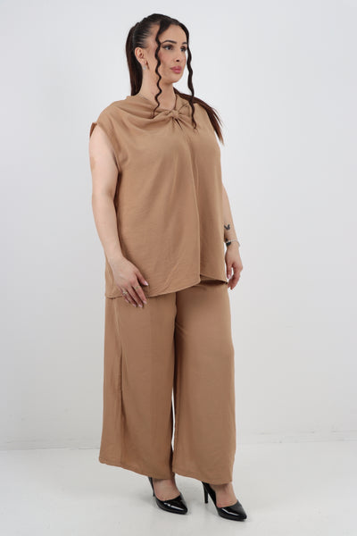 Italian Tie Back Bow Top and Trouser Co Ord Set