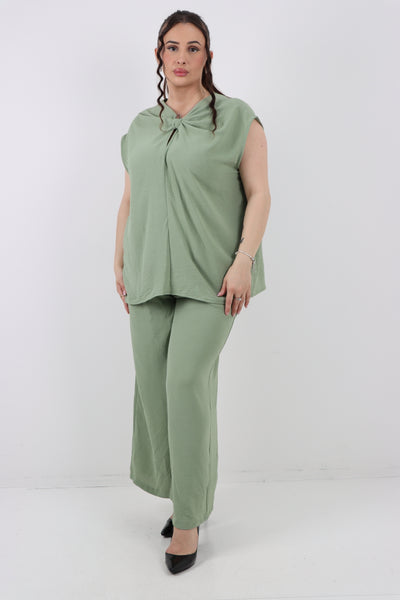 Italian Tie Back Bow Top and Trouser Co Ord Set