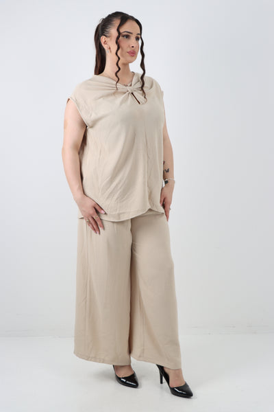 Italian Tie Back Bow Top and Trouser Co Ord Set