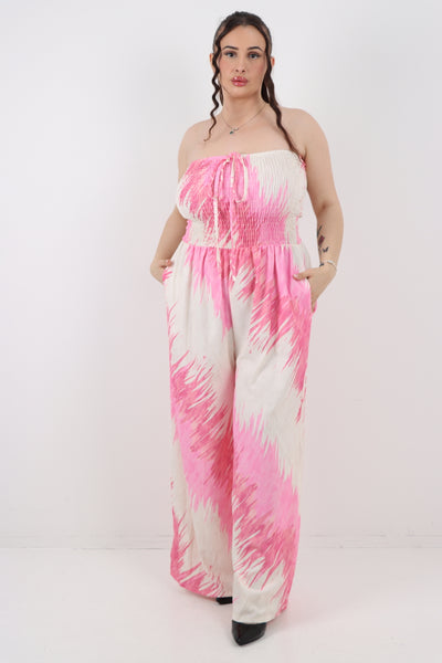 Italian Halter Neck Side Pockets Tie Dye Print Jumpsuit