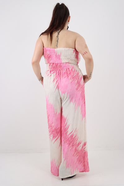 Italian Halter Neck Side Pockets Tie Dye Print Jumpsuit