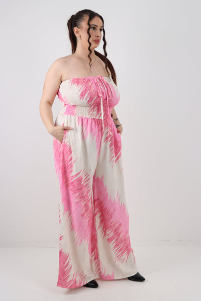 Italian Halter Neck Side Pockets Tie Dye Print Jumpsuit