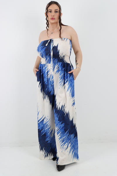 Italian Halter Neck Side Pockets Tie Dye Print Jumpsuit