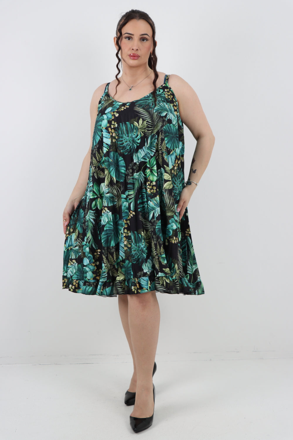 Italian Monstrea Print Sleeveless Swing Dress