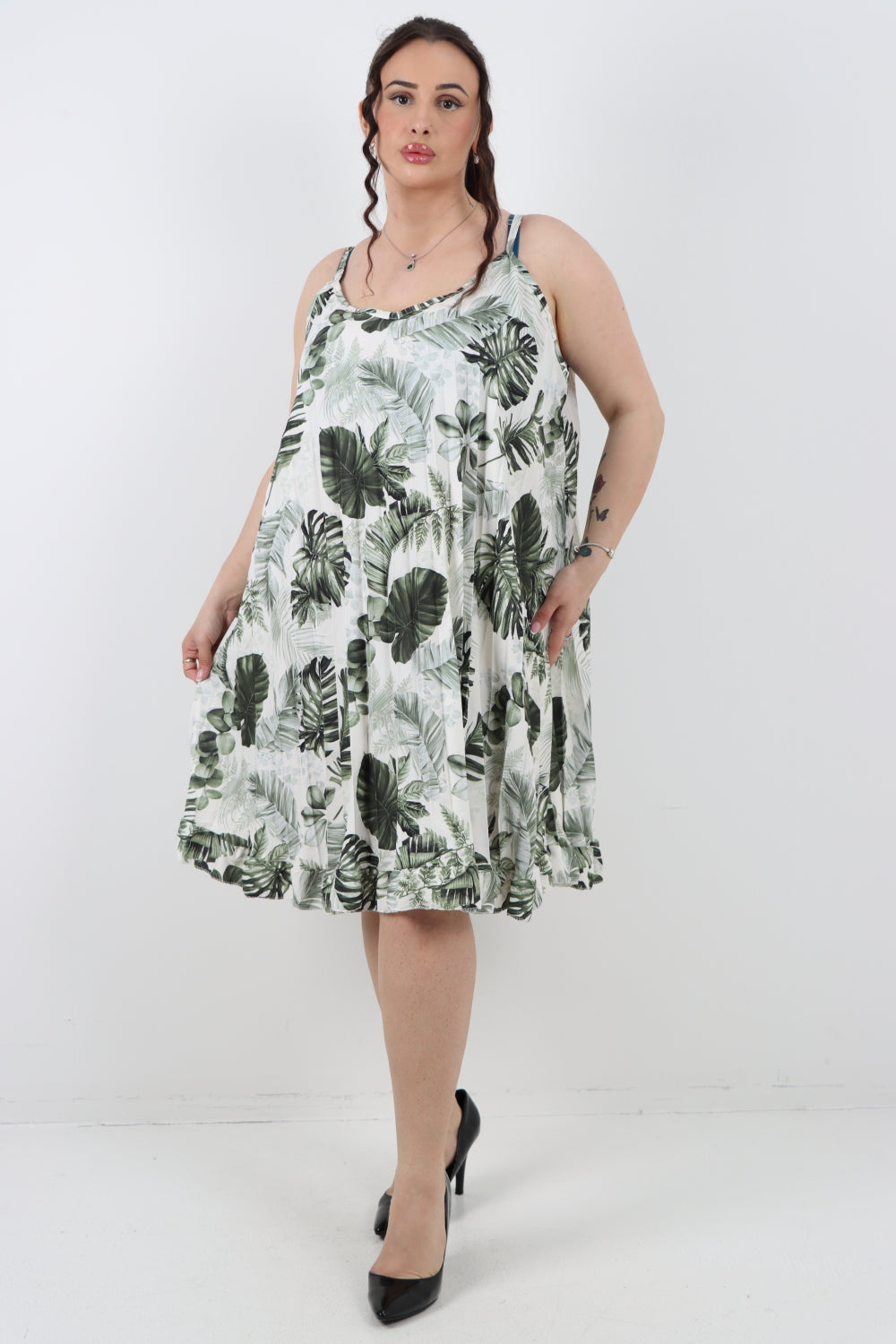 Italian Monstrea Print Sleeveless Swing Dress