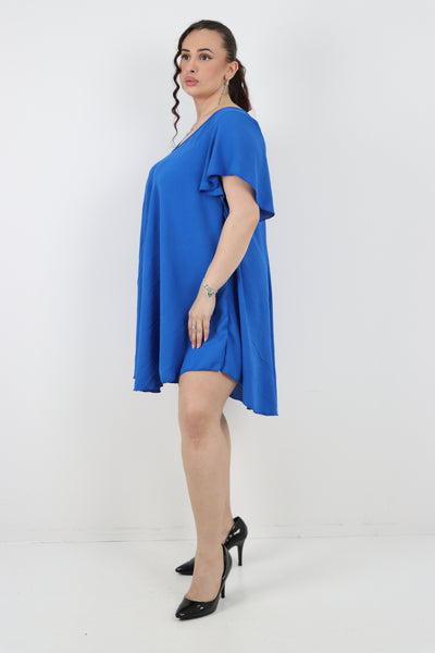 Italian Plain Short Sleeve Tunic Dress