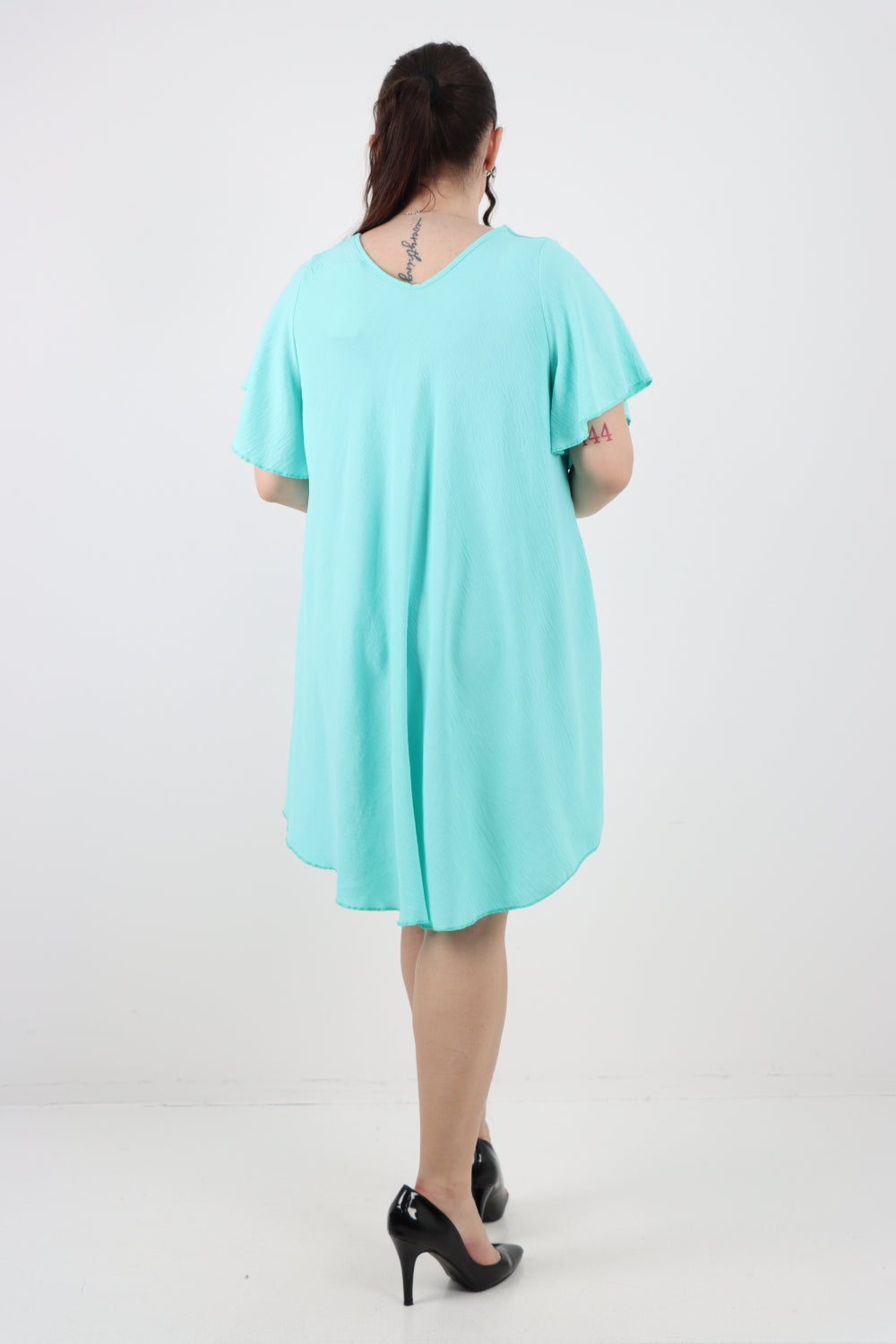 Italian Plain Short Sleeve Tunic Dress