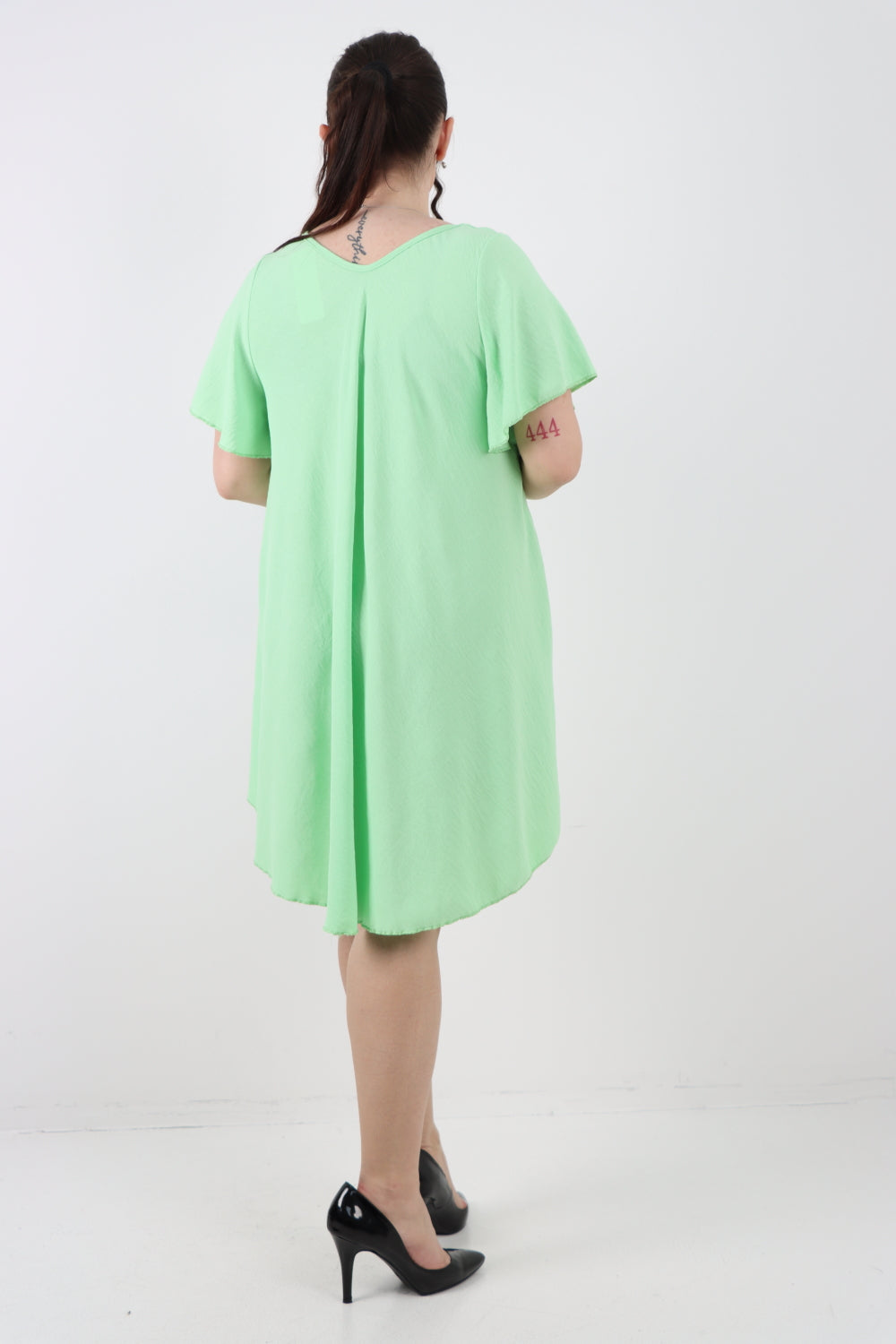 Italian Plain Short Sleeve Tunic Dress